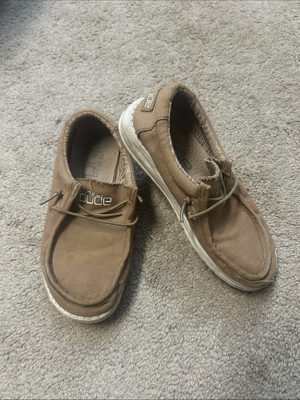 Hey Dude Tan Canvas Slip-On Kids Moccasins